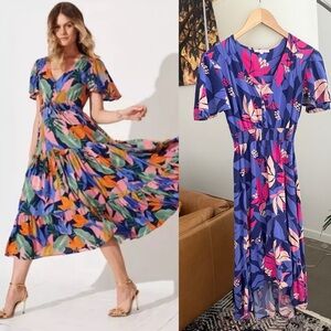 Abel the Label Floral Print Midi Dress